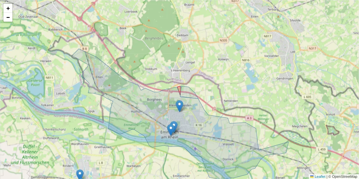 Karte des Postleitzahlen Bereichs  und der umliegenden Postleitzahlen in Deutschland