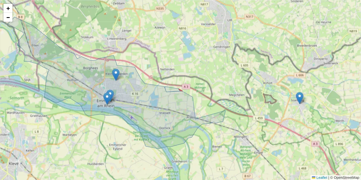 Karte des Postleitzahlen Bereichs  und der umliegenden Postleitzahlen in Deutschland