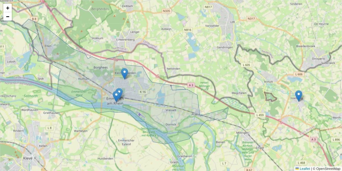 Karte des Postleitzahlen Bereichs  und der umliegenden Postleitzahlen in Deutschland