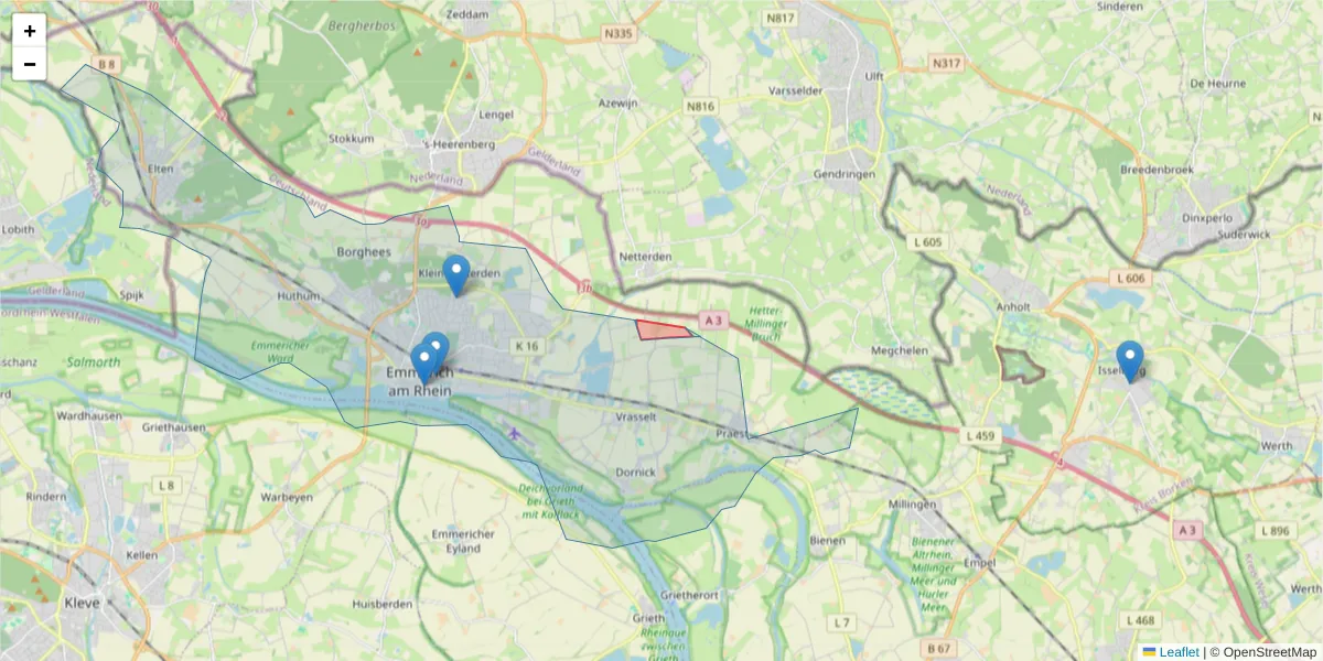 Karte des Postleitzahlen Bereichs  und der umliegenden Postleitzahlen in Deutschland