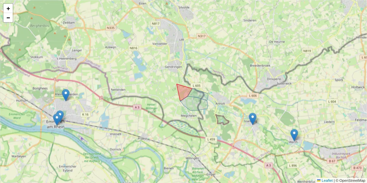 Karte des Postleitzahlen Bereichs  und der umliegenden Postleitzahlen in Deutschland