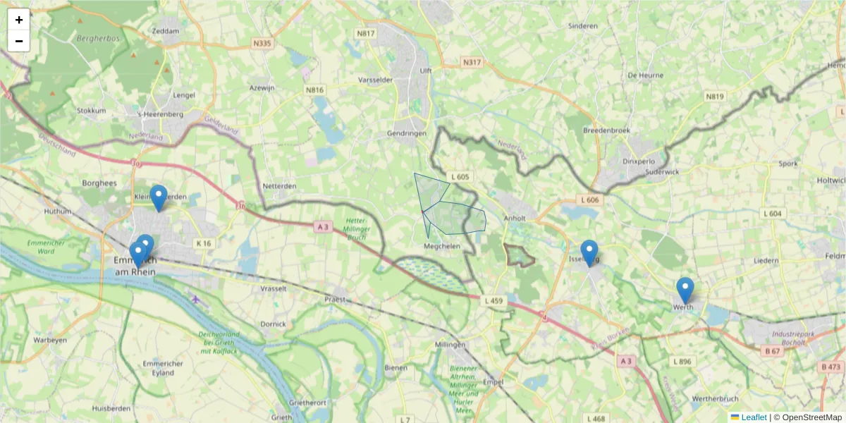 Karte des Postleitzahlen Bereichs  und der umliegenden Postleitzahlen in Deutschland