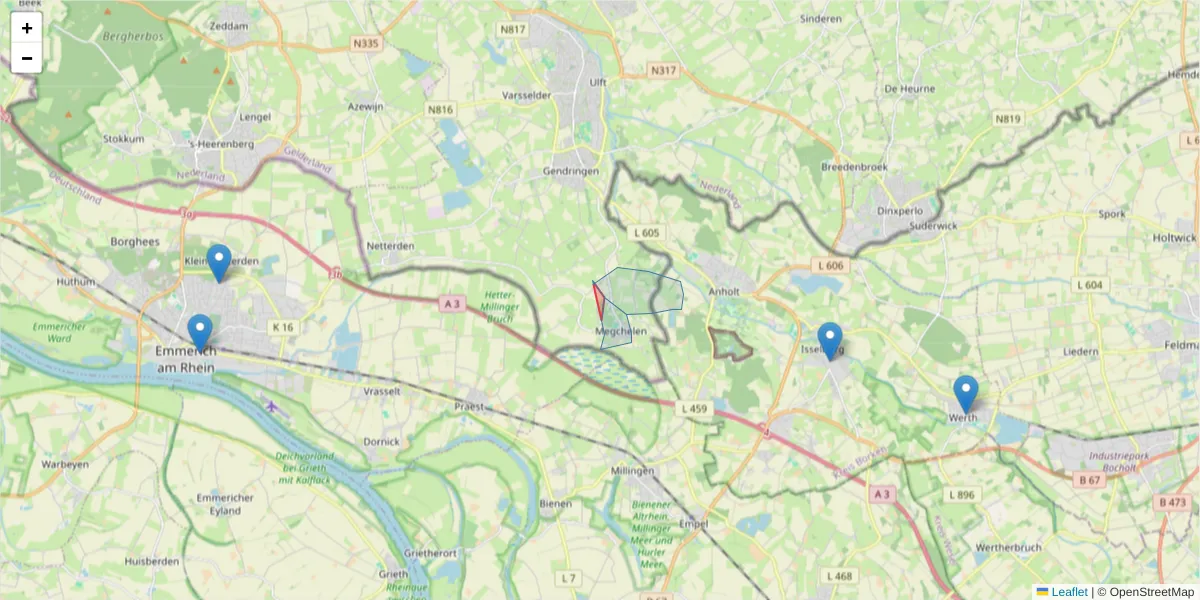 Karte des Postleitzahlen Bereichs  und der umliegenden Postleitzahlen in Deutschland