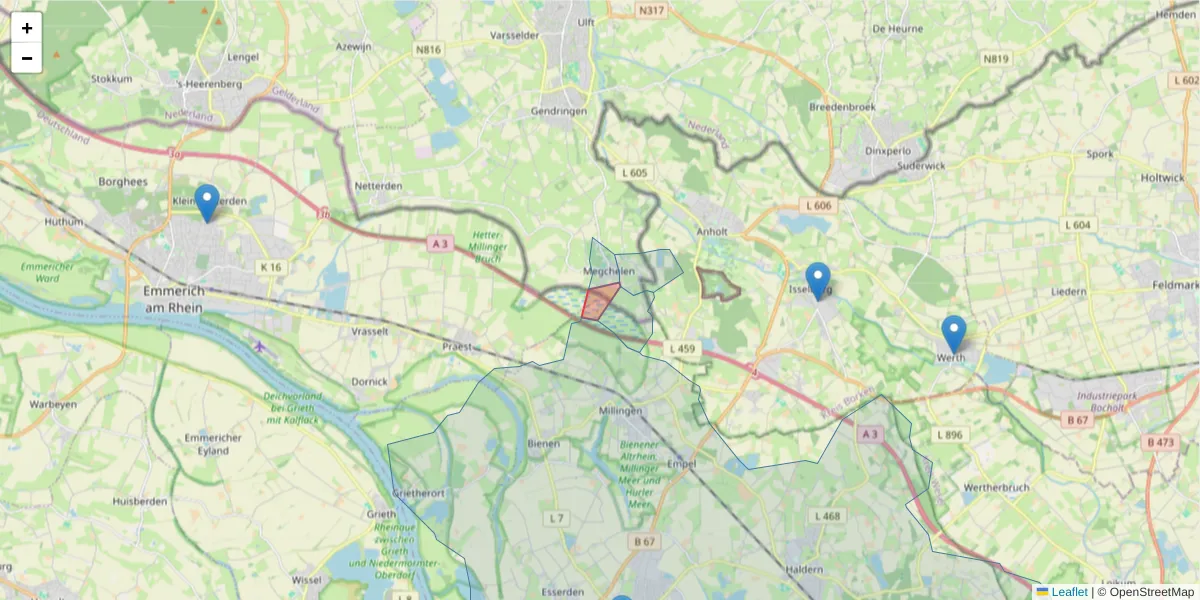 Karte des Postleitzahlen Bereichs  und der umliegenden Postleitzahlen in Deutschland