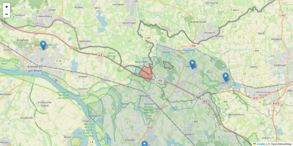 Karte des Postleitzahlen Bereichs  und der umliegenden Postleitzahlen in Deutschland