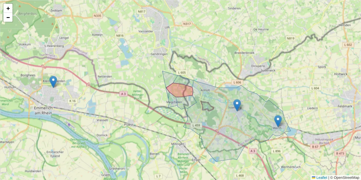 Karte des Postleitzahlen Bereichs  und der umliegenden Postleitzahlen in Deutschland