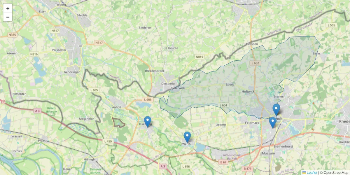 Karte des Postleitzahlen Bereichs  und der umliegenden Postleitzahlen in Deutschland