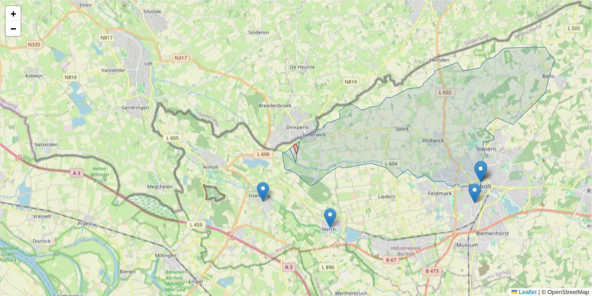 Karte des Postleitzahlen Bereichs  und der umliegenden Postleitzahlen in Deutschland