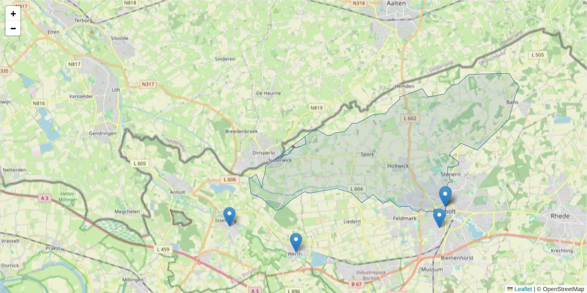Karte des Postleitzahlen Bereichs  und der umliegenden Postleitzahlen in Deutschland