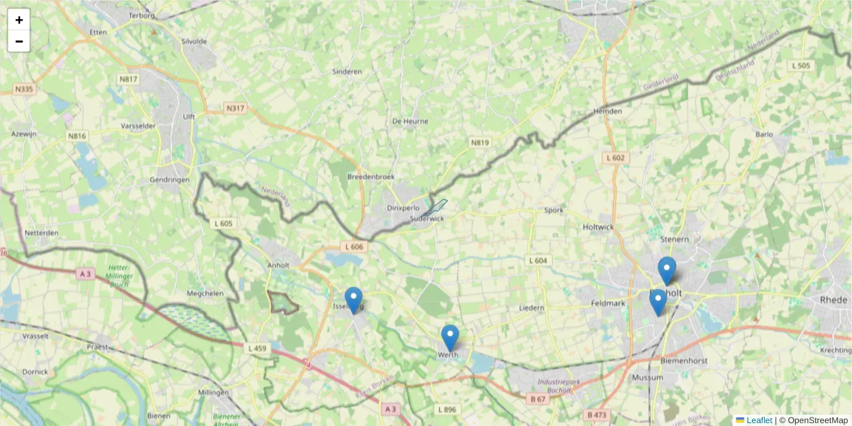 Karte des Postleitzahlen Bereichs  und der umliegenden Postleitzahlen in Deutschland