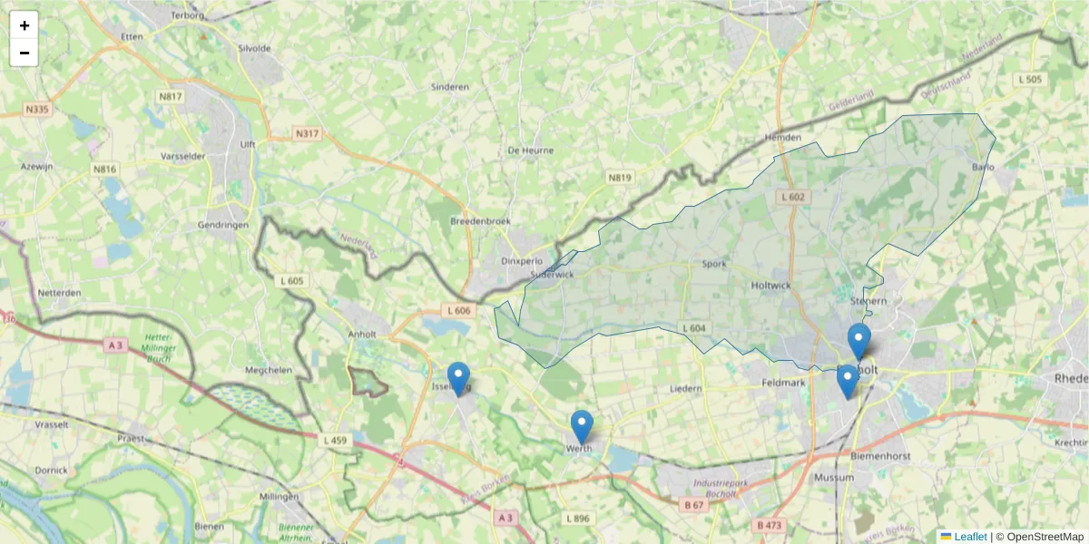 Karte des Postleitzahlen Bereichs  und der umliegenden Postleitzahlen in Deutschland