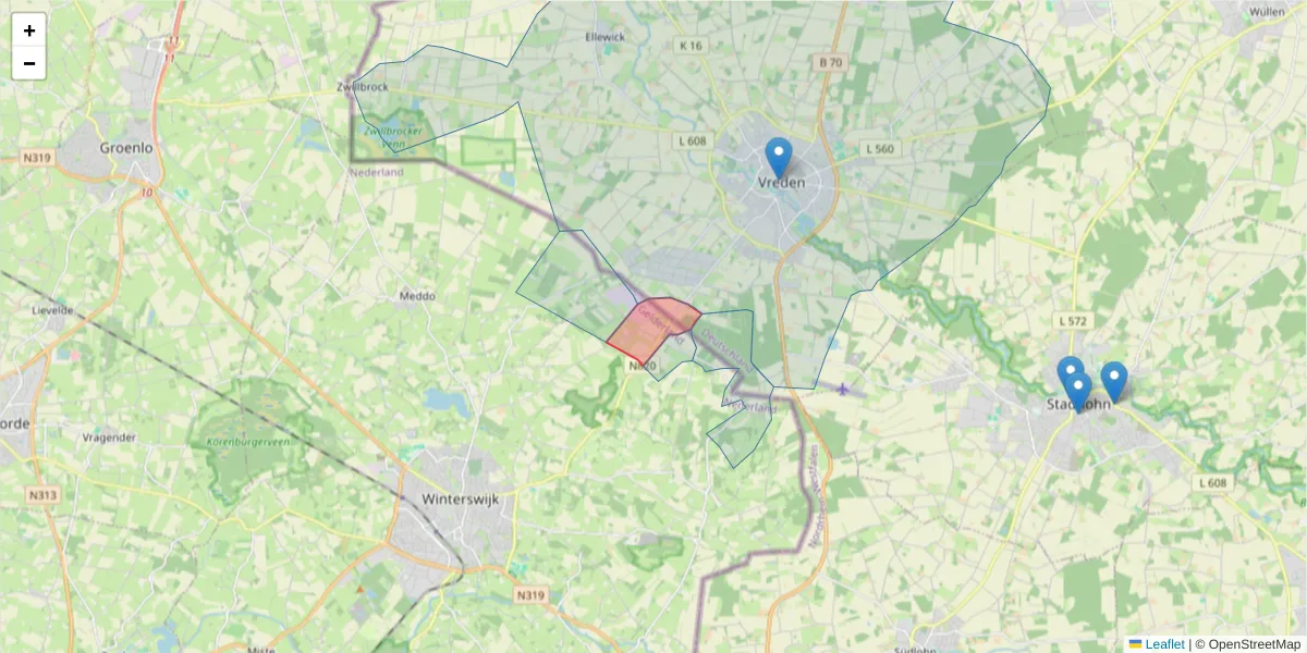 Karte des Postleitzahlen Bereichs  und der umliegenden Postleitzahlen in Deutschland