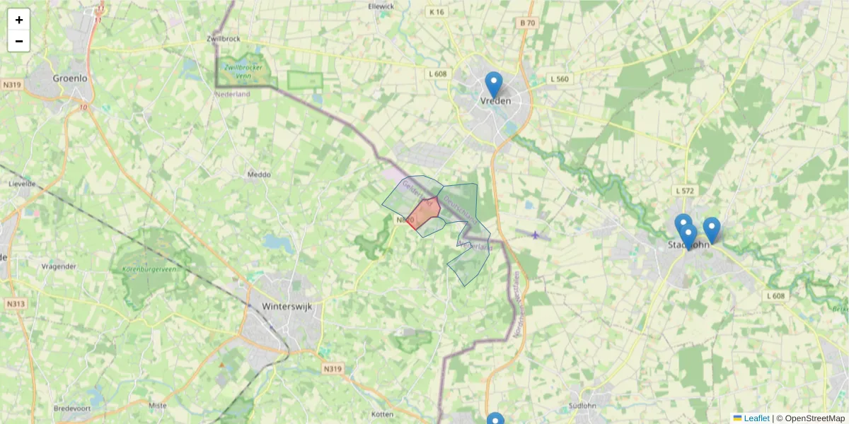 Karte des Postleitzahlen Bereichs  und der umliegenden Postleitzahlen in Deutschland