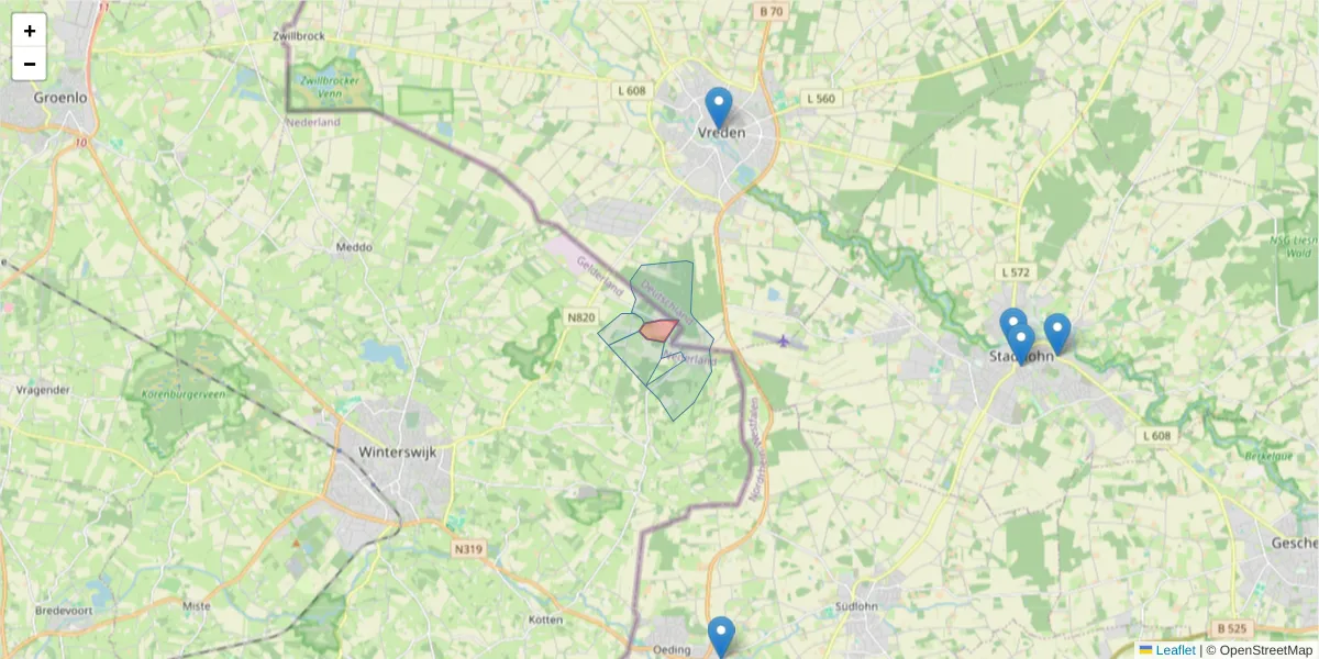 Karte des Postleitzahlen Bereichs  und der umliegenden Postleitzahlen in Deutschland