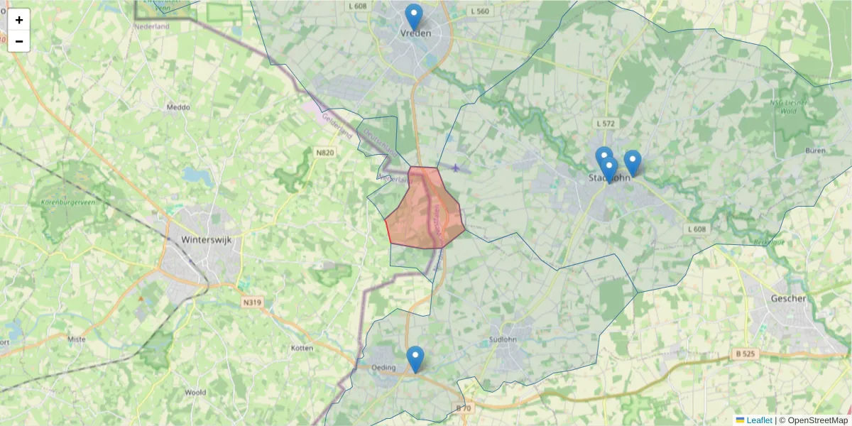 Karte des Postleitzahlen Bereichs  und der umliegenden Postleitzahlen in Deutschland
