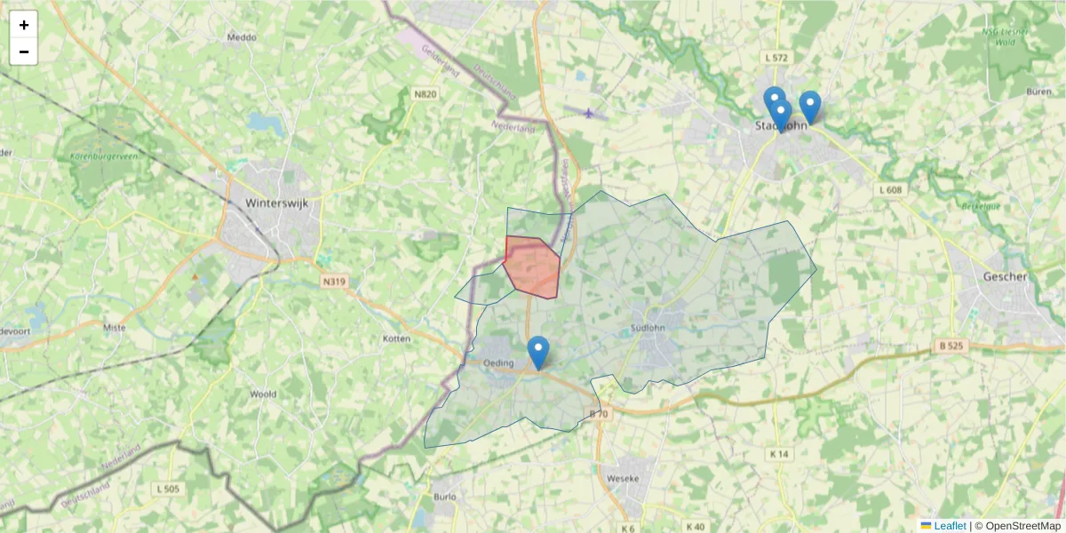 Karte des Postleitzahlen Bereichs  und der umliegenden Postleitzahlen in Deutschland