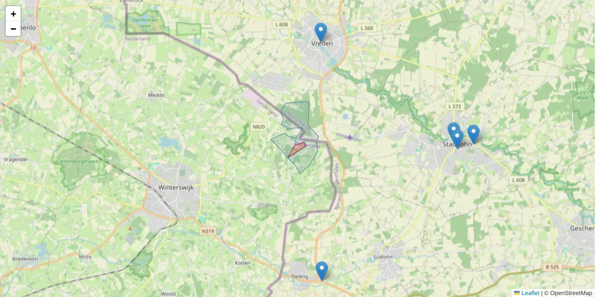 Karte des Postleitzahlen Bereichs  und der umliegenden Postleitzahlen in Deutschland