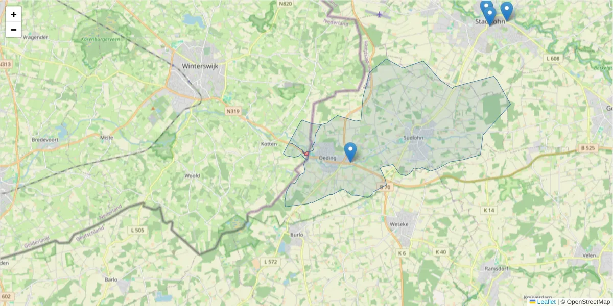 Karte des Postleitzahlen Bereichs  und der umliegenden Postleitzahlen in Deutschland