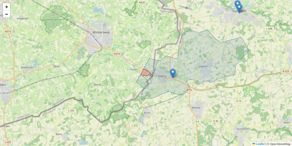 Karte des Postleitzahlen Bereichs  und der umliegenden Postleitzahlen in Deutschland