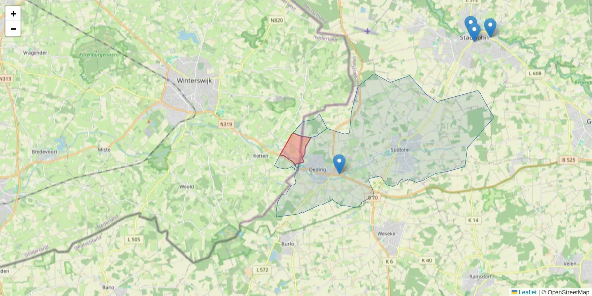 Karte des Postleitzahlen Bereichs  und der umliegenden Postleitzahlen in Deutschland