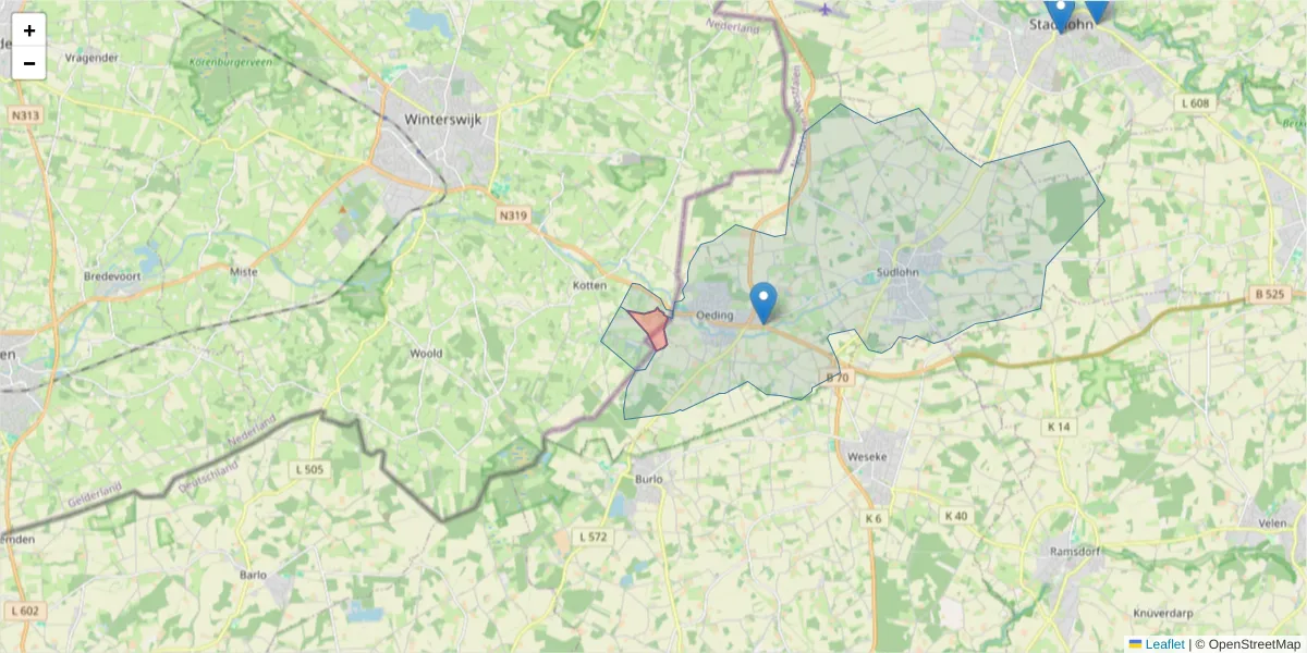 Karte des Postleitzahlen Bereichs  und der umliegenden Postleitzahlen in Deutschland