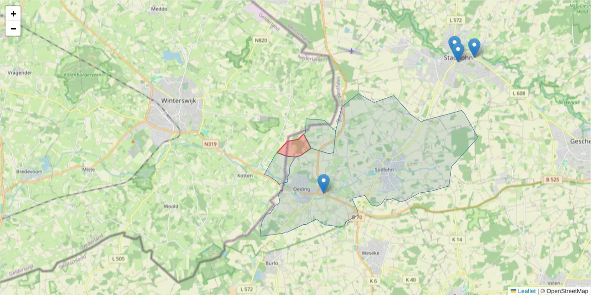 Karte des Postleitzahlen Bereichs  und der umliegenden Postleitzahlen in Deutschland