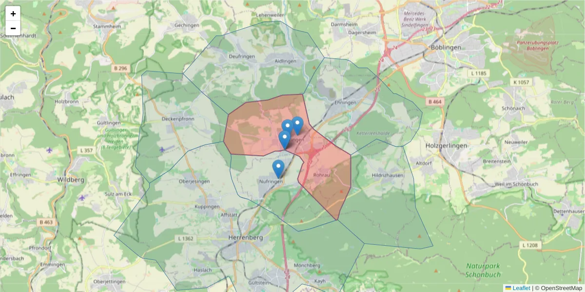 Karte des Postleitzahlen Bereichs  und der umliegenden Postleitzahlen in Deutschland