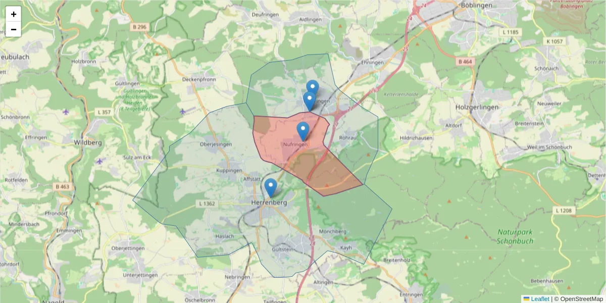 Karte des Postleitzahlen Bereichs  und der umliegenden Postleitzahlen in Deutschland