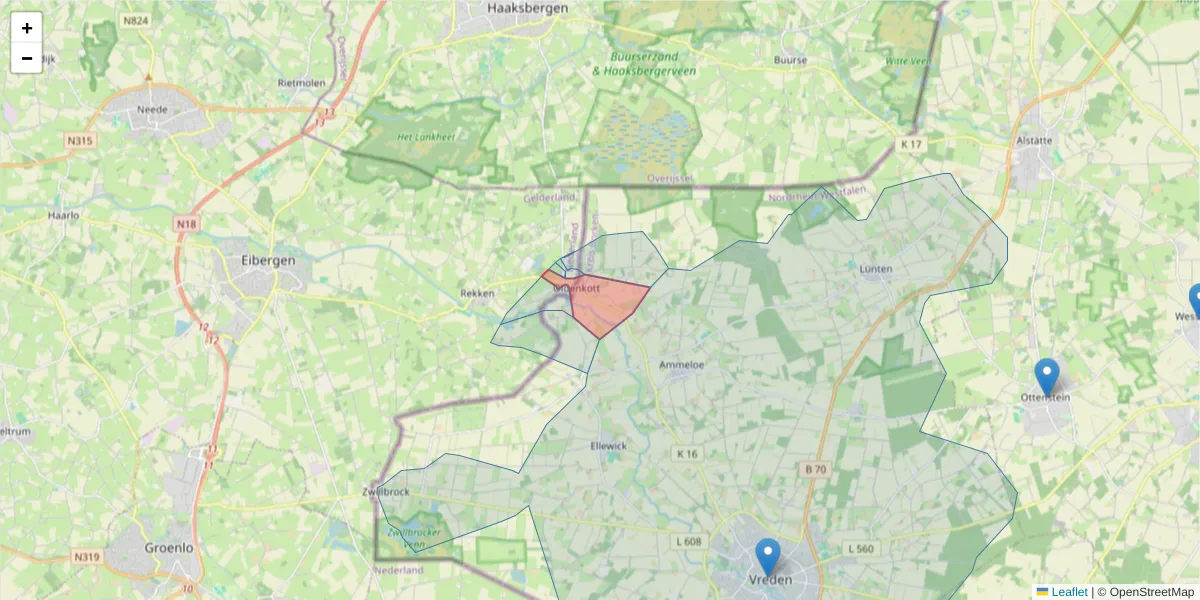 Karte des Postleitzahlen Bereichs  und der umliegenden Postleitzahlen in Deutschland
