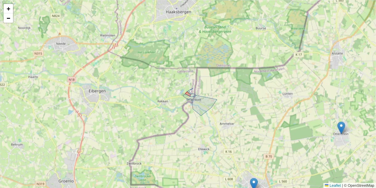 Karte des Postleitzahlen Bereichs  und der umliegenden Postleitzahlen in Deutschland