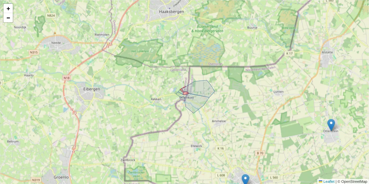 Karte des Postleitzahlen Bereichs  und der umliegenden Postleitzahlen in Deutschland