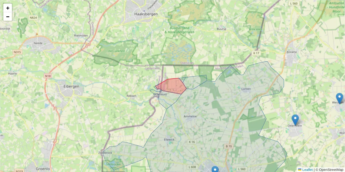 Karte des Postleitzahlen Bereichs  und der umliegenden Postleitzahlen in Deutschland