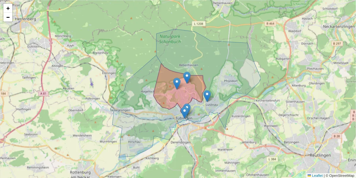 Karte des Postleitzahlen Bereichs  und der umliegenden Postleitzahlen in Deutschland