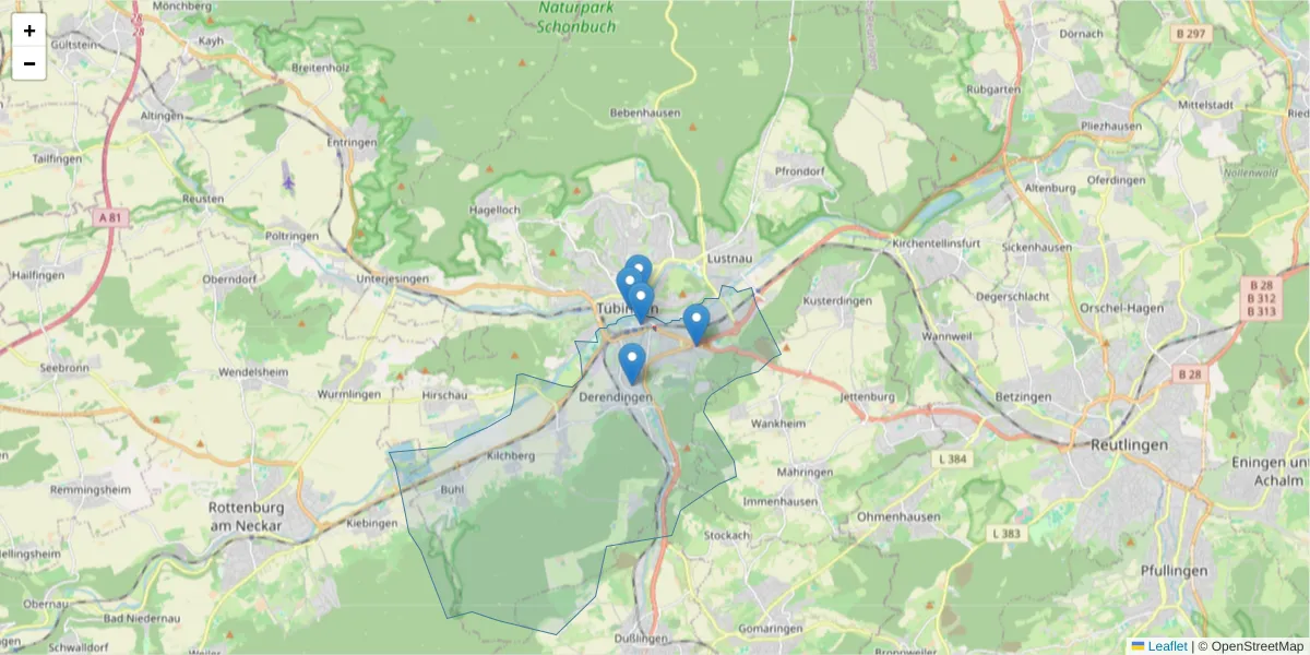 Karte des Postleitzahlen Bereichs  und der umliegenden Postleitzahlen in Deutschland
