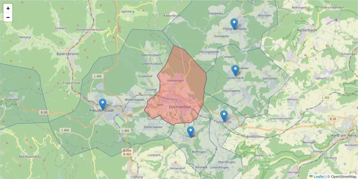 Karte des Postleitzahlen Bereichs  und der umliegenden Postleitzahlen in Deutschland