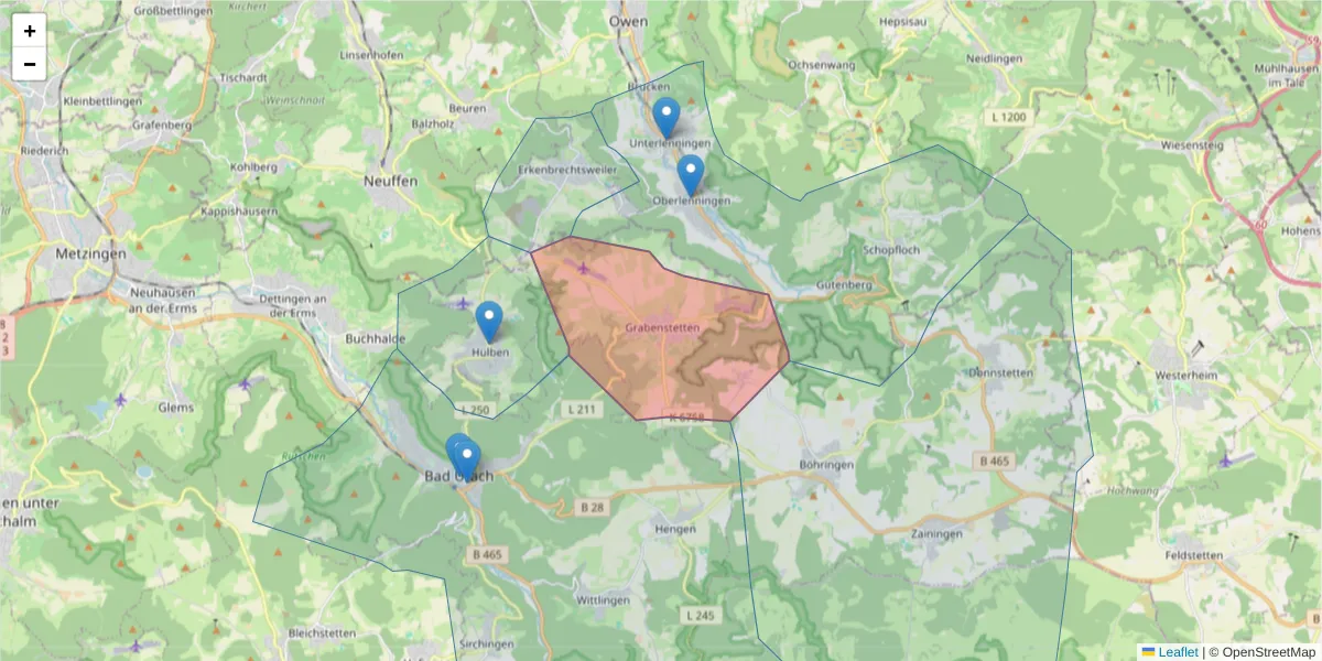 Karte des Postleitzahlen Bereichs  und der umliegenden Postleitzahlen in Deutschland