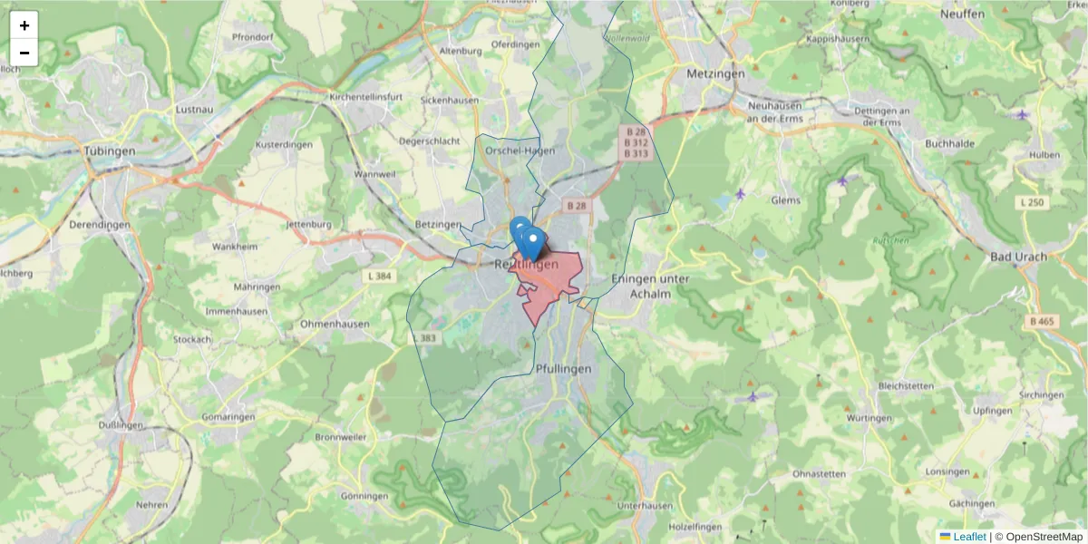 Karte des Postleitzahlen Bereichs  und der umliegenden Postleitzahlen in Deutschland