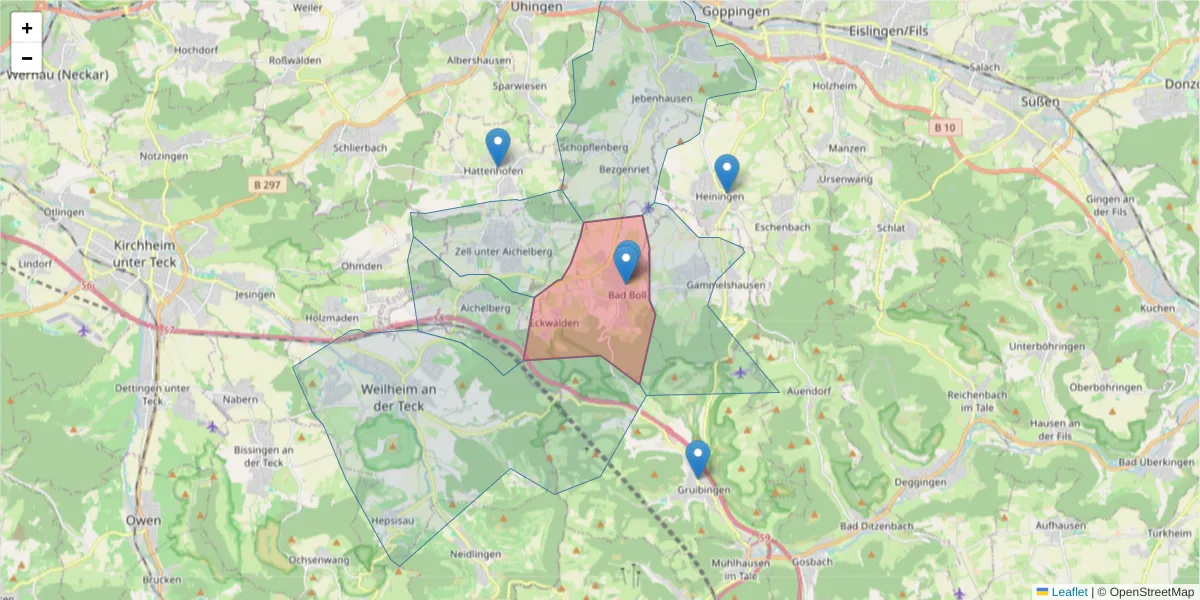Karte des Postleitzahlen Bereichs  und der umliegenden Postleitzahlen in Deutschland