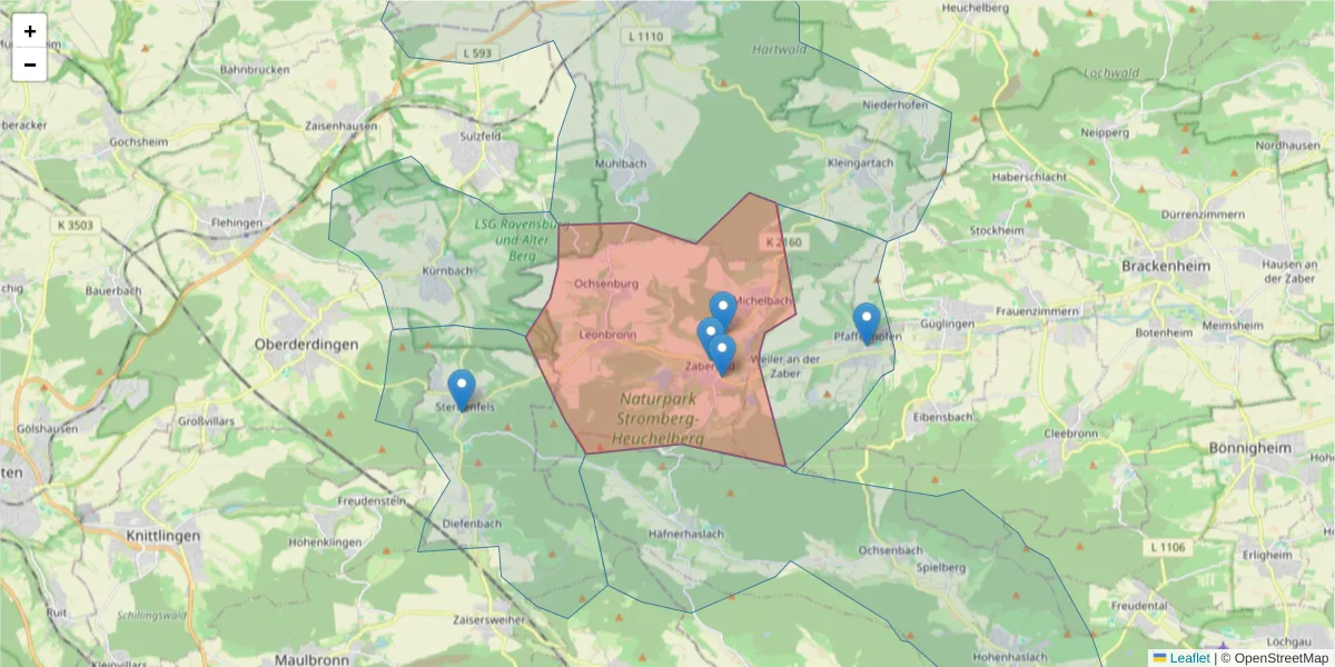 Karte des Postleitzahlen Bereichs  und der umliegenden Postleitzahlen in Deutschland