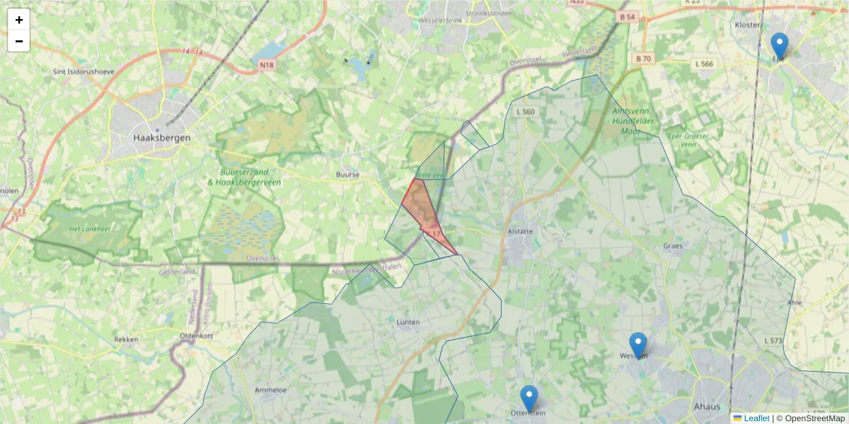 Karte des Postleitzahlen Bereichs  und der umliegenden Postleitzahlen in Deutschland