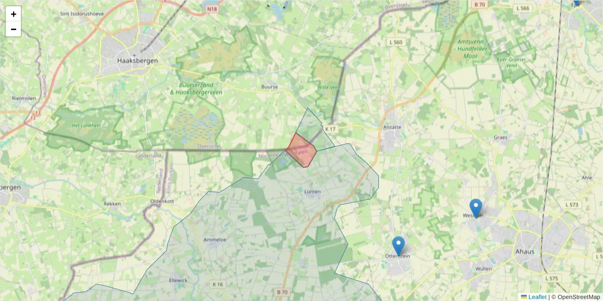 Karte des Postleitzahlen Bereichs  und der umliegenden Postleitzahlen in Deutschland