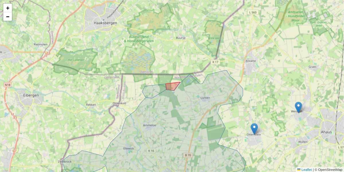 Karte des Postleitzahlen Bereichs  und der umliegenden Postleitzahlen in Deutschland