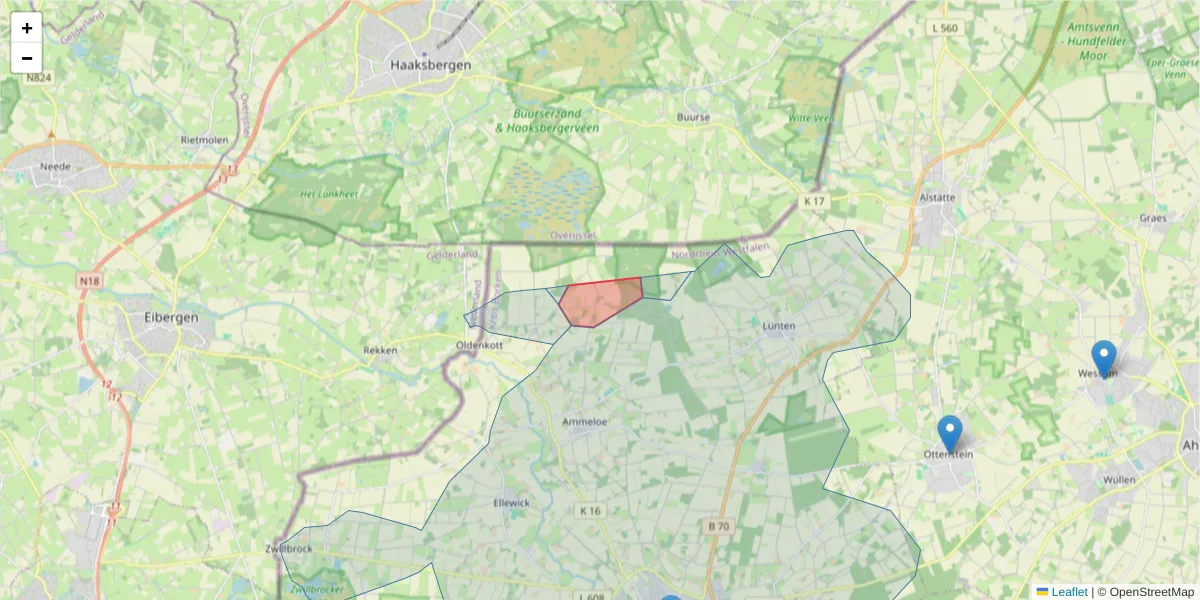 Karte des Postleitzahlen Bereichs  und der umliegenden Postleitzahlen in Deutschland