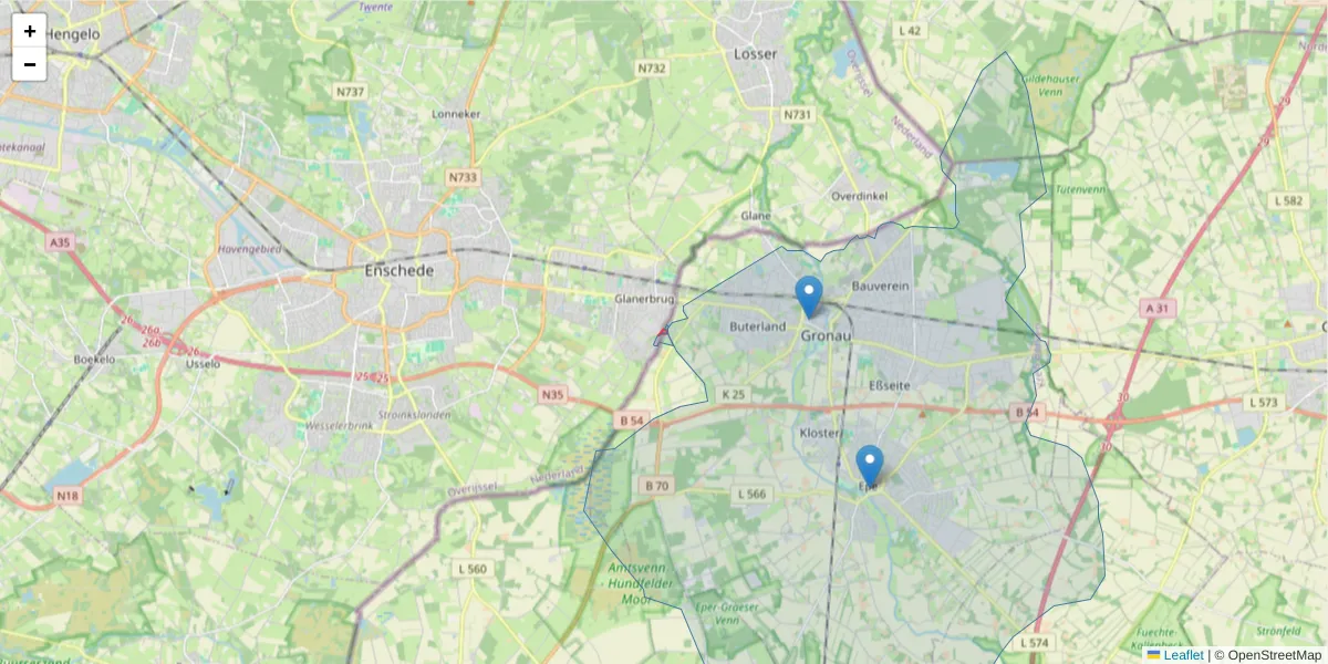 Karte des Postleitzahlen Bereichs  und der umliegenden Postleitzahlen in Deutschland