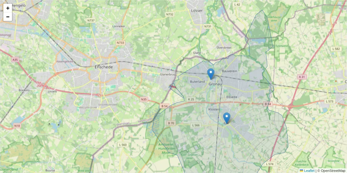 Karte des Postleitzahlen Bereichs  und der umliegenden Postleitzahlen in Deutschland