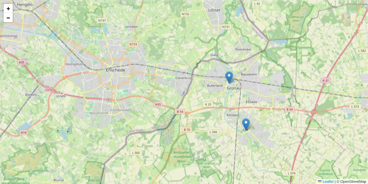 Karte des Postleitzahlen Bereichs  und der umliegenden Postleitzahlen in Deutschland