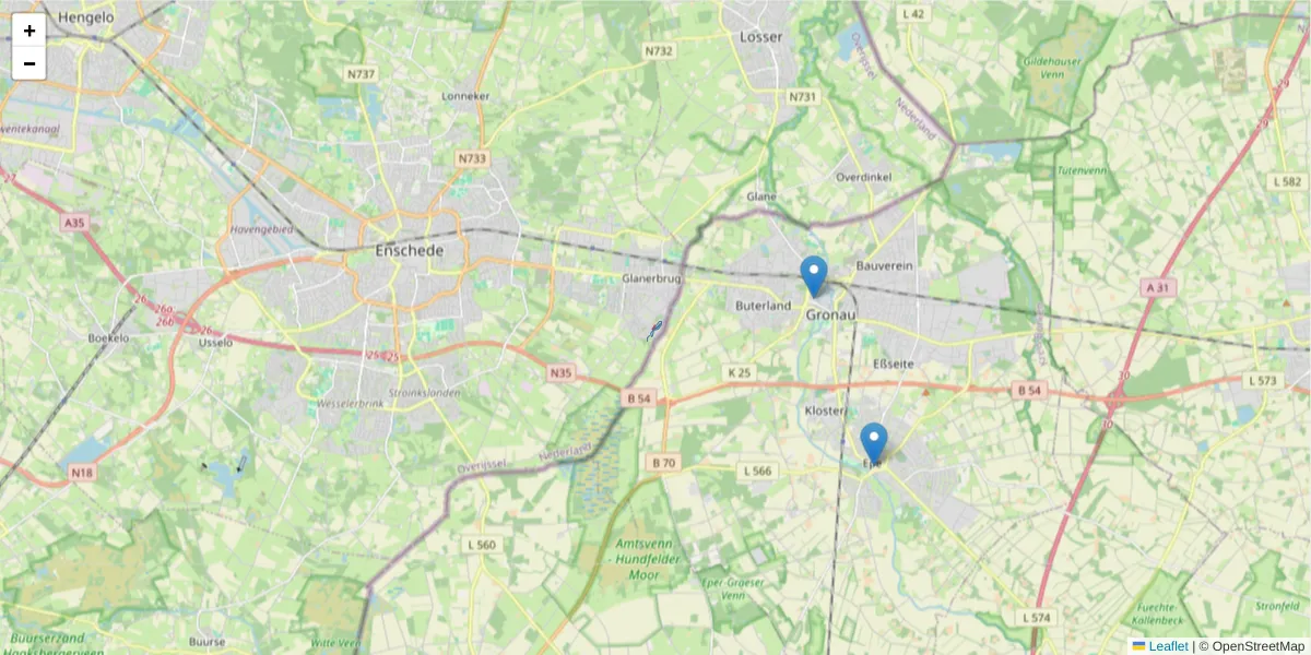 Karte des Postleitzahlen Bereichs  und der umliegenden Postleitzahlen in Deutschland