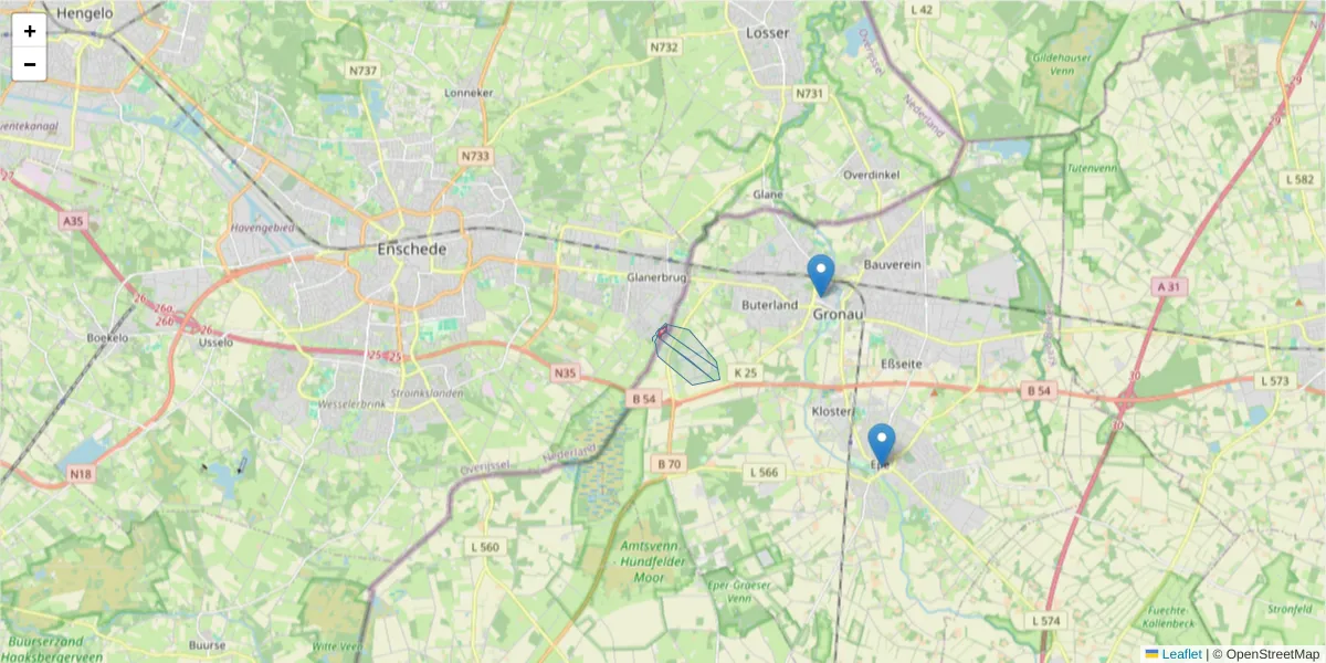 Karte des Postleitzahlen Bereichs  und der umliegenden Postleitzahlen in Deutschland