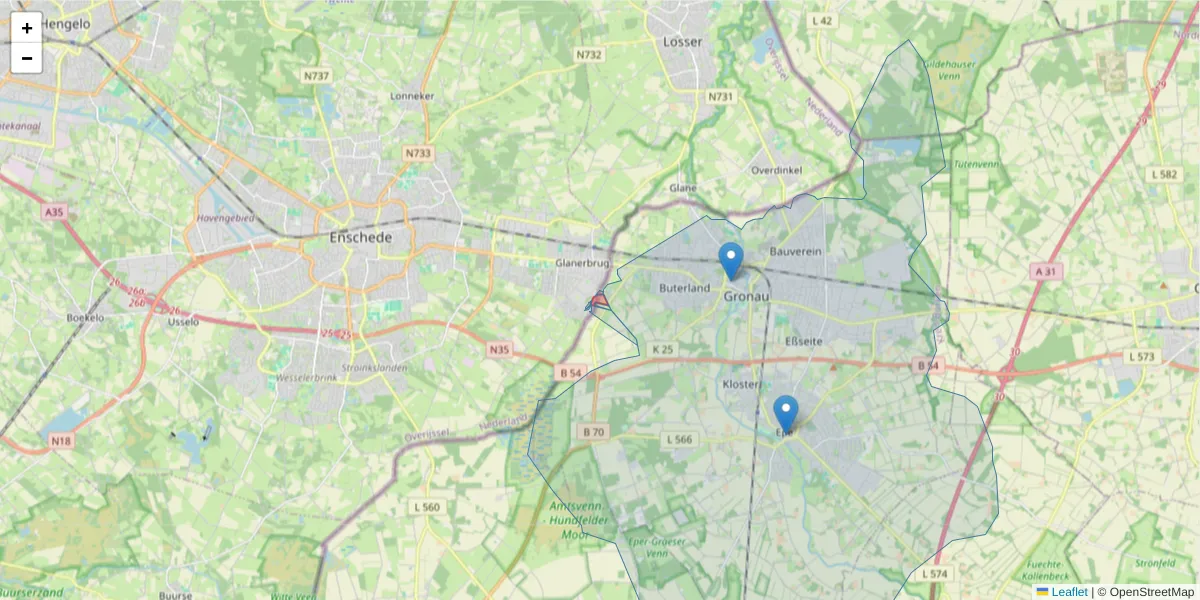 Karte des Postleitzahlen Bereichs  und der umliegenden Postleitzahlen in Deutschland