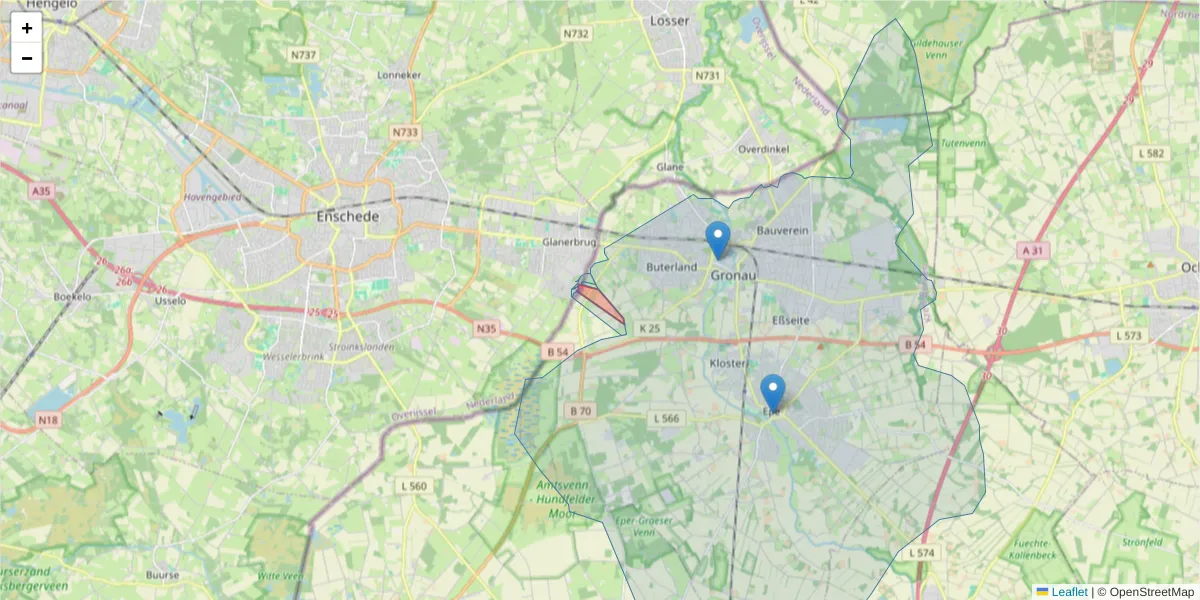 Karte des Postleitzahlen Bereichs  und der umliegenden Postleitzahlen in Deutschland